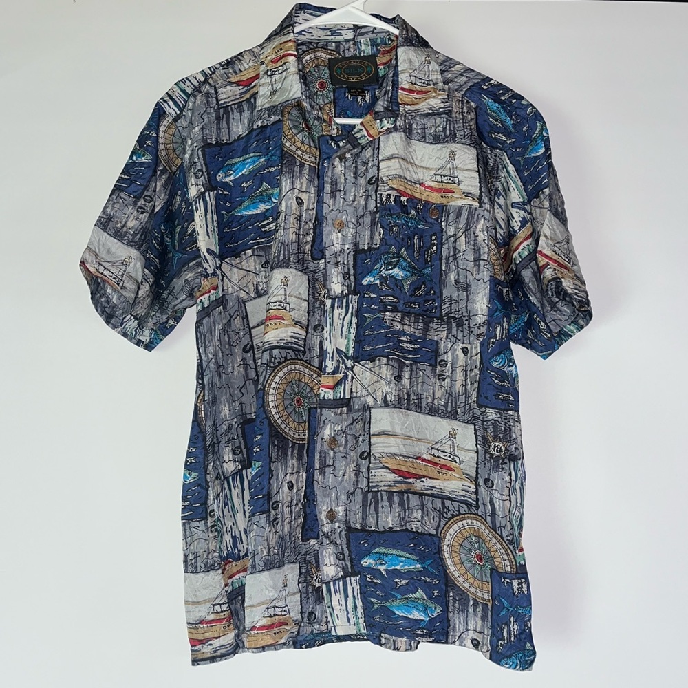 Men's Aloha shirt Hawaiian Silk company size small